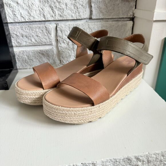 Sorel Women's Cameron Flatform Chunky Sandals Ankle Strap Olive Green Brown 10 - Picture 2 of 8